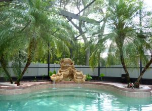 A large poolside fountain in S. Tampa, FL