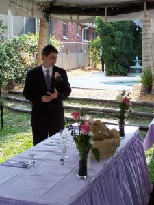 The Rose fountain on the bride and grooms table