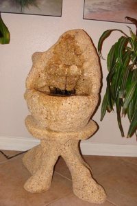 Clam Shell Fountain on Pi Pedestal, buff color